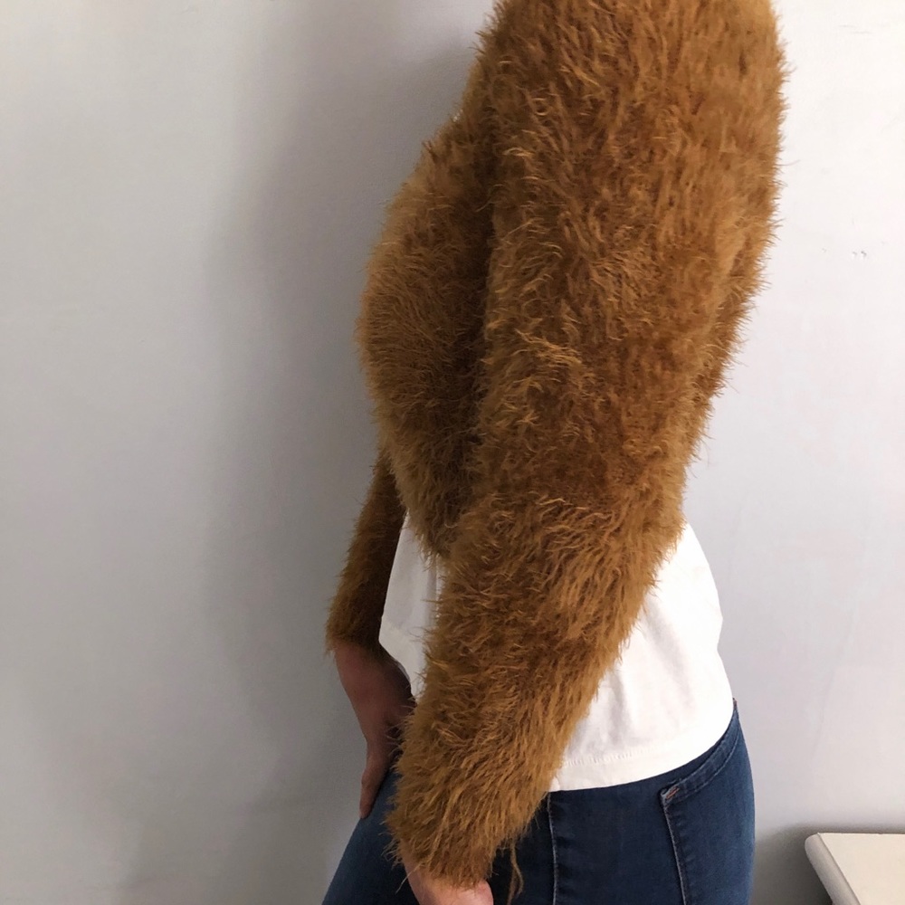 Caramel fuzzy cropped sweater